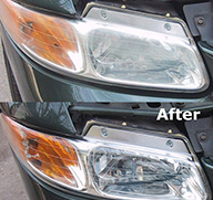 old car - before and after of car headlights