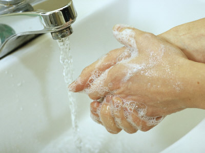 Spring allergies - washing hands with soap
