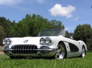 classic white chevrolet corvette