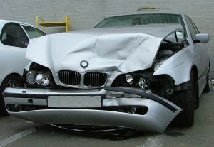 BMW with significant front end damage