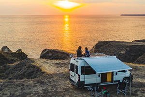 campervan overlooking beach