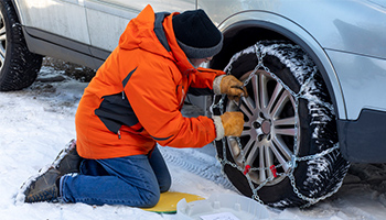 putting on tire chains