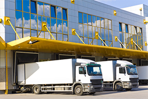 commercial truck and building