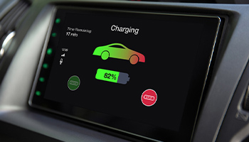 electric car multimedia system with charging battery on the screen