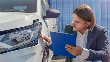 a person analyzing a rental car damage to see if they the insurance will cover it