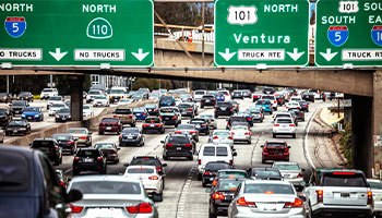 California freeway with heavy traffic