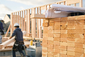 lumber at construction site