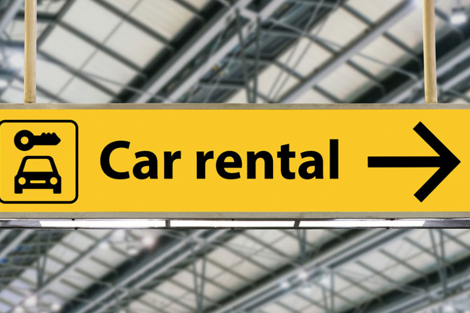 car rental sign at airport