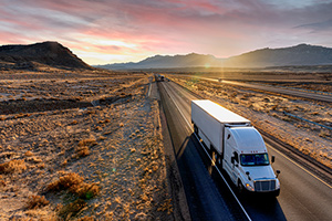 semi-truck in dessert