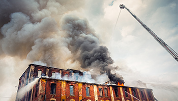 commercial building on fire - fire safety