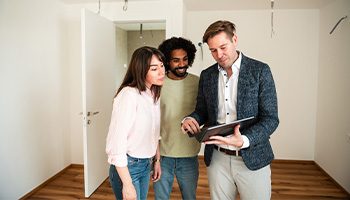 a person touring a potential apartment