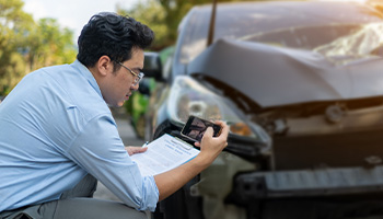 person in California with liability insurance taking photos of car damage