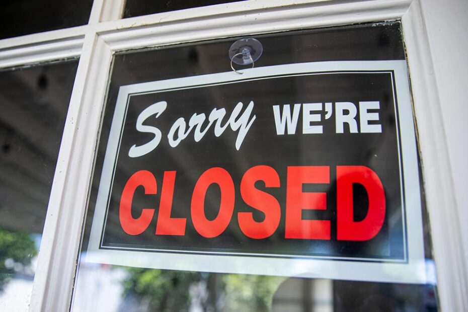 sorry we're closed signage - business interruption insurance