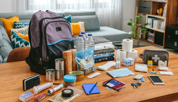 hurricane supply kit in family room