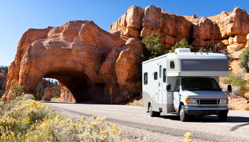 RV motorhome on the road